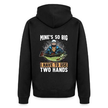 Musky Fishing Mine's So Big Fishing Rod Fisherman - Unisex Premium Bio Zip Hoodie - Schwarz - Hinten - Nico (187cm)