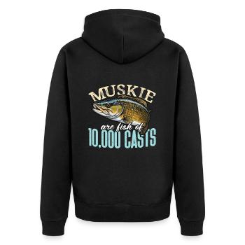 Musky Fishing Muskie Are Fish Of Predatory Fish - Unisex Premium Bio Zip Hoodie - Schwarz - Hinten - Nico (187cm)