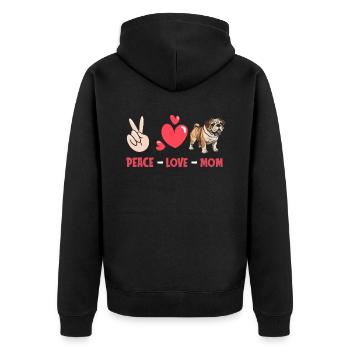 Bouledogue Paix Amour Chien Maman - Veste à capuche bio Premium Unisexe - noir - Dos - Nico (187cm)