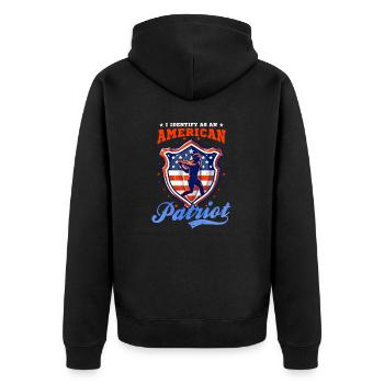 4. Juli Baseball identifiziert sich als amerikanischer Patriot - Unisex Premium Bio Zip Hoodie - Schwarz - Hinten - Nico (187cm)