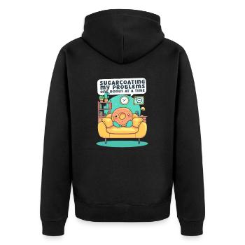 Donut-Liebhaber Beschönigungsprobleme Donut-für-Stück - Unisex Premium Bio Zip Hoodie - Schwarz - Hinten - Nico (187cm)