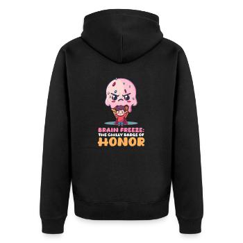 Amateur de crème glacée Brain Freeze Chilly Badge d’honneur - Veste à capuche bio Premium Unisexe - noir - Dos - Nico (187cm)