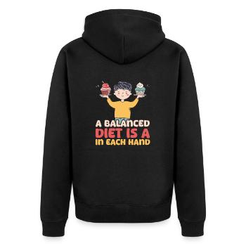 Cupcake Lover A Balanced Diet Cupcake in Hand - Unisex Premium Organic Zip Hoodie - black - Back - Nico (187cm)