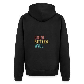 Cool guys are called Will - Unisex Premium Organic Zip Hoodie - black - Back - Nico (187cm)