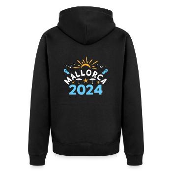 Mallorca 2024 - Unisex Premium Organic Zip Hoodie - black - Back - Nico (187cm)