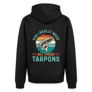 Tarpon Fishing Fishing Fisherman Anglers - Unisex Premium Bio Zip Hoodie - Schwarz - Hinten - Nico (187cm)