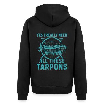 Tarpon Fishing Fishing Fisherman Anglers - Unisex Premium Bio Zip Hoodie - Schwarz - Hinten - Nico (187cm)