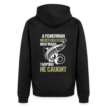 Saltwater Adventure for Tarpon Fishing Enthusiasts - Unisex Premium Organic Zip Hoodie - black - Back - Nico (187cm)