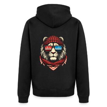 Lion With Sunglasses House Music Rave DJ - Unisex Premium Organic Zip Hoodie - black - Back - Nico (187cm)