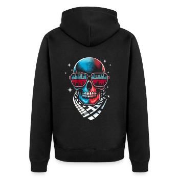 Crâne Avec Lunettes De Soleil House Musique Rave DJ - Veste à capuche bio Premium Unisexe - noir - Dos - Nico (187cm)