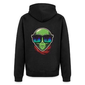 Alien Avec Lunettes De Soleil House Musique Rave DJ - Veste à capuche bio Premium Unisexe - noir - Dos - Nico (187cm)
