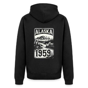 Alaska - State since 1959 - Unisex Premium Organic Zip Hoodie - black - Back - Nico (187cm)
