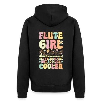 Flute Girl Like A Normal Girl Groovy Flute - Unisex Premium Organic Zip Hoodie - black - Back - Nico (187cm)