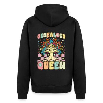 Généalogie Reine Généalogiste Groovy Ascendance - Veste à capuche bio Premium Unisexe - noir - Dos - Nico (187cm)