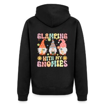 Glamping mit meinen Gnomies Groovy Glamper Gnome Z - Unisex Premium Bio Zip Hoodie - Schwarz - Hinten - Nico (187cm)