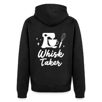 Bäcker Bäckerein Backwaren Backen Geschenk - Unisex Premium Bio Zip Hoodie - Schwarz - Hinten - Nico (187cm)
