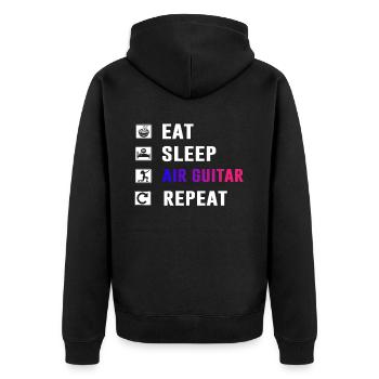 Eat Sleep Air Guitar Repeat Funny Air Guitarist - Unisex Premium Organic Zip Hoodie - black - Back - Nico (187cm)