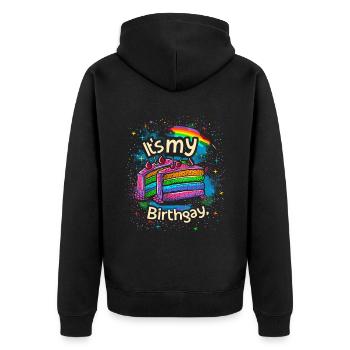 It's my birthgay birth-gay lgbt gay - Unisex Premium Organic Zip Hoodie - black - Back - Nico (187cm)