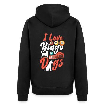 Bingo Player Dog I Love Bingo And - Unisex Premium Organic Zip Hoodie - black - Back - Nico (187cm)
