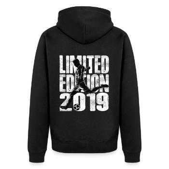 Limited Edition 2019 Limited Edition Football - Unisex Premium Organic Zip Hoodie - black - Back - Nico (187cm)