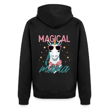 Magical Mom Stylish Unicorn Wife Funny Mom - Unisex Premium Organic Zip Hoodie - black - Back - Nico (187cm)