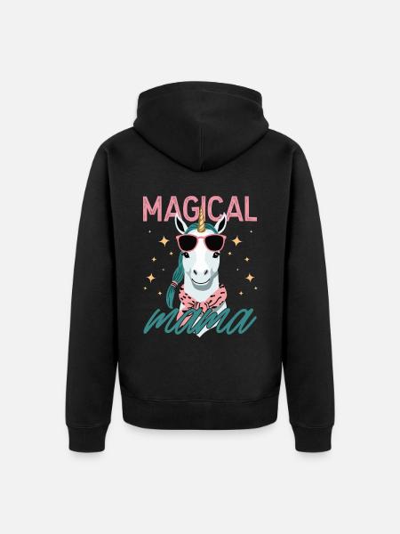 Magical Mom Stylish Unicorn Wife Funny Mom - Unisex Premium Organic Zip Hoodie - black