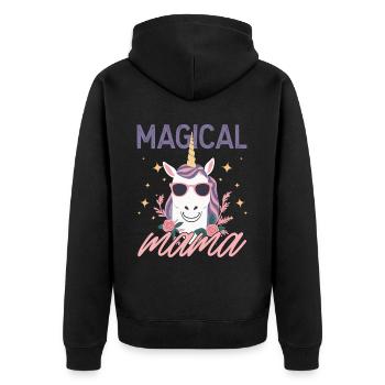 Magical Mama Einhorn Liebe Stylisch Lustig - Unisex Premium Bio Zip Hoodie - Schwarz - Hinten - Nico (187cm)