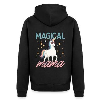 Magical Mom Unicorn Mom Funny Design - Unisex Premium Organic Zip Hoodie - black - Back - Nico (187cm)