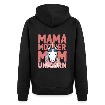 Einhorn Mama Stylische Liebende Lustige Frau - Unisex Premium Bio Zip Hoodie - Schwarz - Hinten - Nico (187cm)