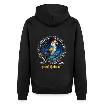 Parrot Bite Everything Even If It's Ornithologist - Unisex Premium Organic Zip Hoodie - black - Back - Nico (187cm)