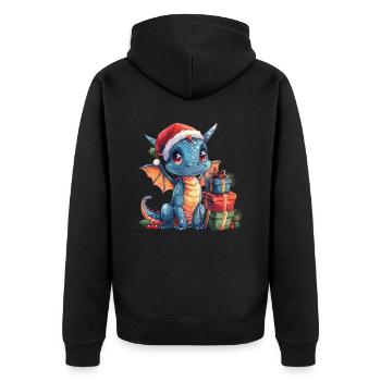 Dragon Christmas Dragon Kids - Unisex Premium Organic Zip Hoodie - black - Back - Nico (187cm)