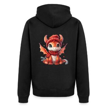Dragon Christmas Dragon Kids - Unisex Premium Organic Zip Hoodie - black - Back - Nico (187cm)
