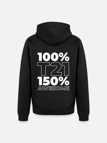 Down syndrome T21 trisomy - Unisex Premium Organic Zip Hoodie - black