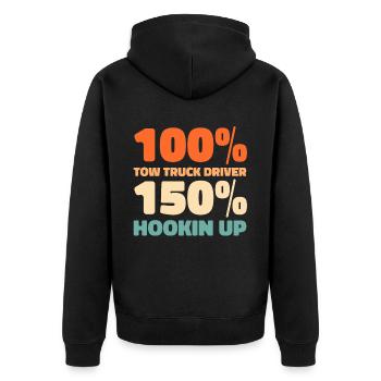 Abschleppdienst Abschlepper - Unisex Premium Bio Zip Hoodie - Schwarz - Hinten - Nico (187cm)