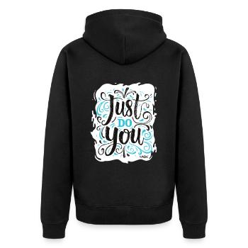 Just be yourself! - Unisex Premium Organic Zip Hoodie - black - Back - Nico (187cm)