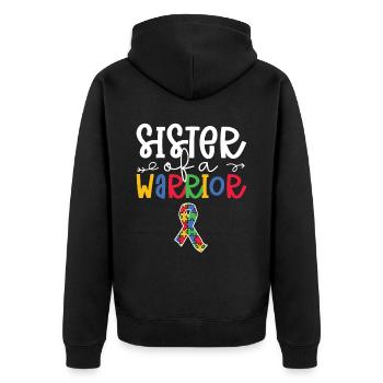 Autismus Awareness Day Autist Geschenk - Unisex Premium Bio Zip Hoodie - Schwarz - Hinten - Nico (187cm)