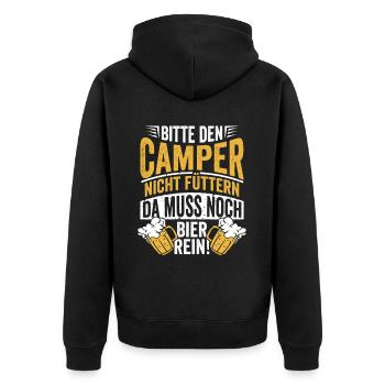 Bitte den Camper nicht füttern Bier - Unisex Premium Bio Zip Hoodie - Schwarz - Hinten - Nico (187cm)