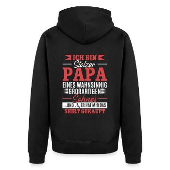 Proud Dad T-Shirt Gift from Son - Unisex Premium Organic Zip Hoodie - black - Back - Nico (187cm)