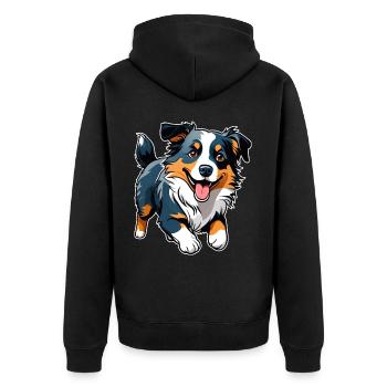 Niedlicher Border Collie Hund - Unisex Premium Bio Zip Hoodie - Schwarz - Hinten - Nico (187cm)