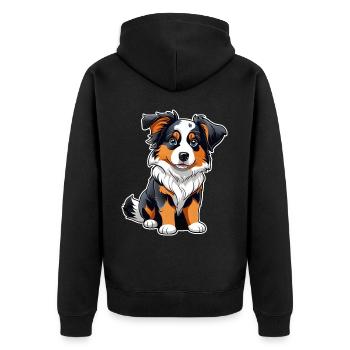 Niedlicher Border Collie Hund - Unisex Premium Bio Zip Hoodie - Schwarz - Hinten - Nico (187cm)
