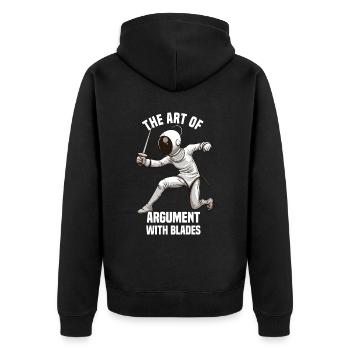 Masque Fencer Sport Design Sur Jeu Sur L’escrime De Combat - Veste à capuche bio Premium Unisexe - noir - Dos - Nico (187cm)