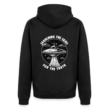 SciFi umd Außerirdische Aliens und Ufo Fan - Unisex Premium Bio Zip Hoodie - Schwarz - Hinten - Nico (187cm)