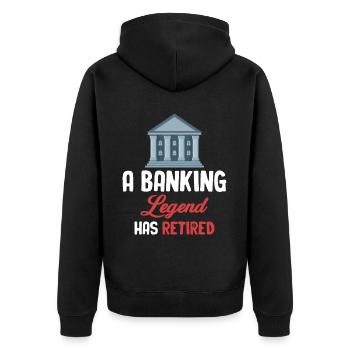 Une légende de la banque a pris sa retraite - Veste à capuche bio Premium Unisexe - noir - Dos - Nico (187cm)