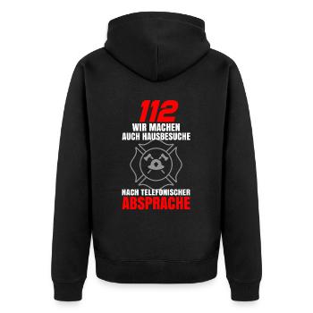 Tshirt pompier pompier pompier 112 - Veste à capuche bio Premium Unisexe - noir - Dos - Nico (187cm)
