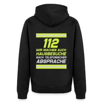 Tshirt pompier pompier pompier 112 - Veste à capuche bio Premium Unisexe - noir - Dos - Nico (187cm)