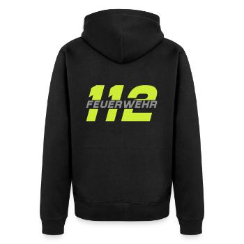 Tshirt pompier pompier pompier 112 - Veste à capuche bio Premium Unisexe - noir - Dos - Nico (187cm)