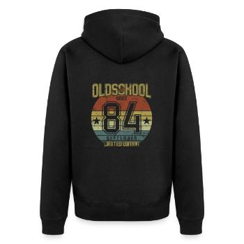 Septembre 1984 - Anniversaire en septembre Oldschool - Veste à capuche bio Premium Unisexe - noir - Dos - Nico (187cm)