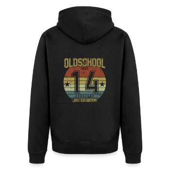 February 2014 - Birthday in February Oldschool - Unisex Premium Organic Zip Hoodie - black - Back - Nico (187cm)