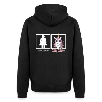 Lustiger Mutter Vergleich Einhorn Mama Design - Unisex Premium Bio Zip Hoodie - Schwarz - Hinten - Nico (187cm)