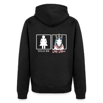 Funny Mom Comparison Unicorn Mom Design - Unisex Premium Organic Zip Hoodie - black - Back - Nico (187cm)